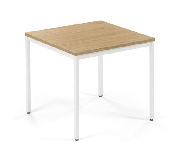 Deskin Konferenztisch PROFI MODUL, Platte Eiche hell, Gestell Weiß RAL 9016, B 800 x T 800 x H 728 mm, 359319