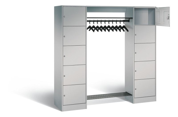 C+P Offene Garderobe Serie 8070, H1950xB1870xT480mm, Farbe: Weißalu, 82710-00 S10021