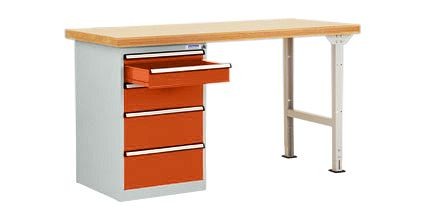 Manuflex Werkbanksystem COMBI Modell 1 mit Multiplexplatte, BxTxH = 1500 x 700 x 840 mm, Rotorange, TP5086.2001
