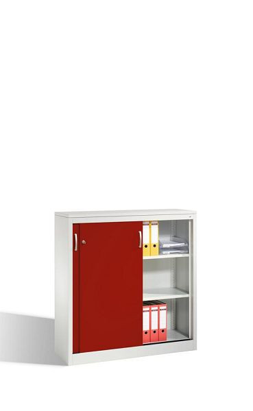 C+P Sideboard mit Schiebetüren Acurado, H1200xB1200xT400mm, Farbe: Lichtgrau / Rubinrot, Bügelgriff, 3 OH, 2047-1200 S10098