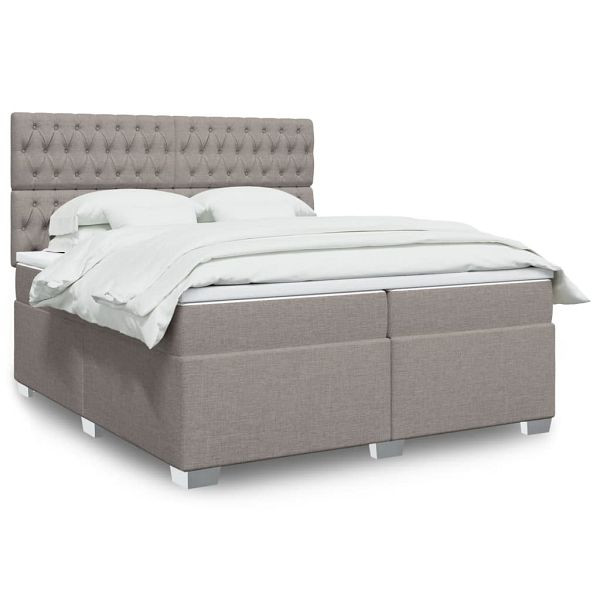 vidaXL Boxspringbett mit Matratze Taupe 200x200 cm Stoff, 3290606