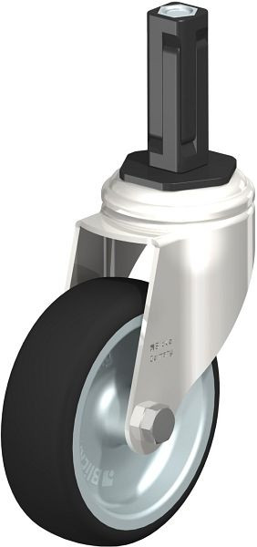 Blickle LKRXA-PATH 101G-11-EXV12 Edelstahl-Apparate-Lenkrolle mit Expander, Thermoplastisches Polyurethan, Grau, 853439