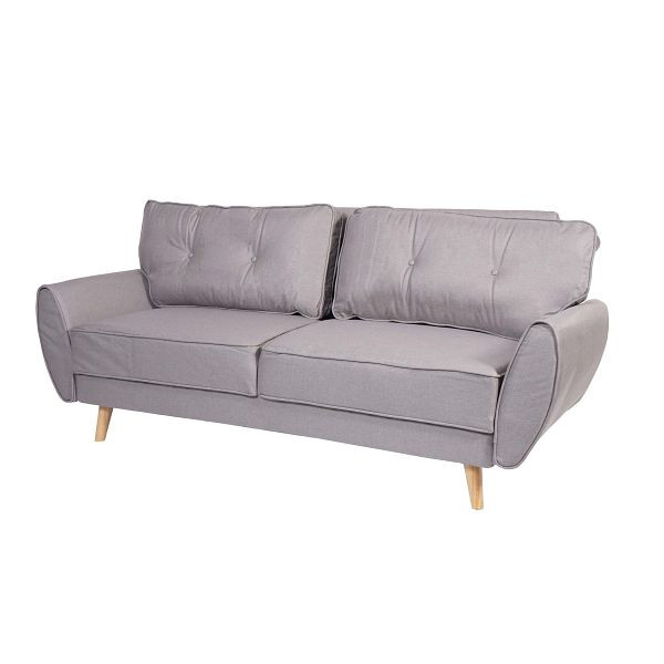 Mendler 3er-Sofa HWC-J19, Couch Klappsofa Lounge-Sofa, Schlaffunktion, Stoff/Textil grau, 75475