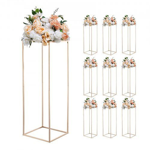 VEVOR Hochzeitsblumenständer gold 280x280x800mm, 10 Stk., rechteckig, für Hochzeiten, Partys, Geburtstage, HLHJLFT10J80SU4X0001V0