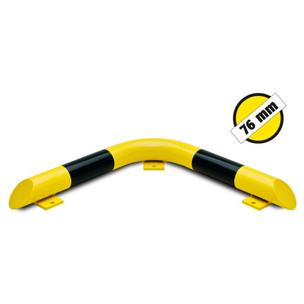 Stein HGS Eck-Rammschutzbalken -Mountain- Ø 76 mm aus Stahl, zum Aufdübeln, gelb/schwarz, 25860