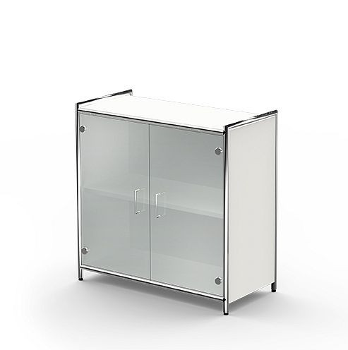 Kerkmann Sideboard breit für 2 OH, Artline, B 800 x T 380 x H 780 mm, Weiß/Glas, 13799510