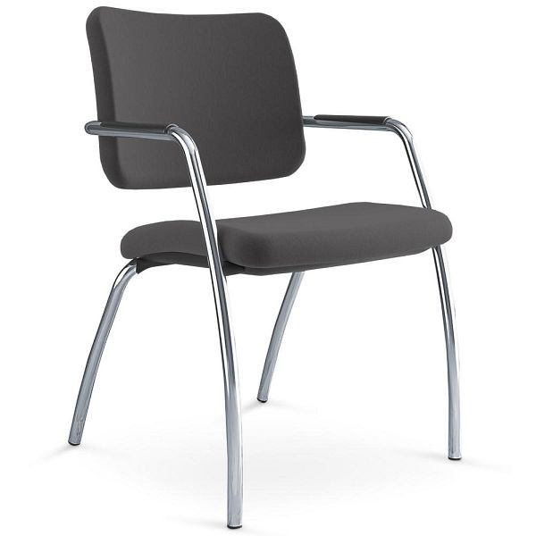 Deskin Besucherstuhl OSTRIA DV 4 - Rückenlehne standard, 4-Fuß Gestell verchromt, Bezug Stoff AF grau, 359237
