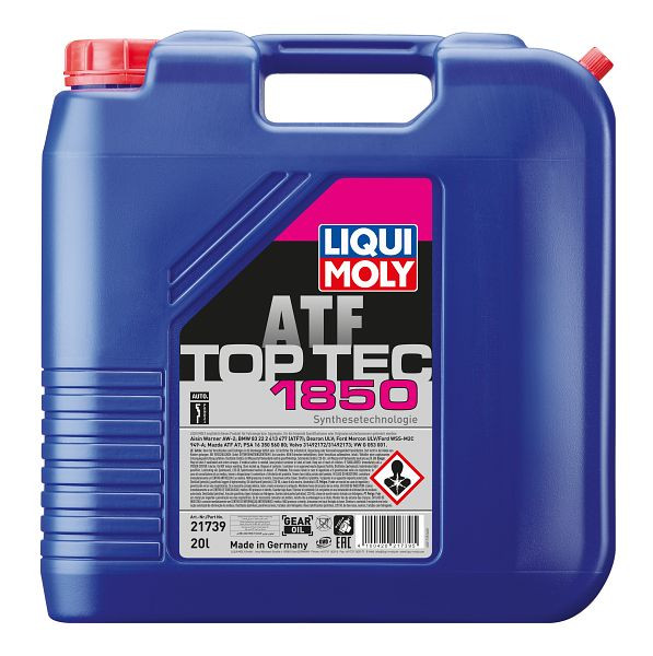 LIQUI MOLY Getriebeöl Top Tec ATF 1850, Kanister Kunststoff, VE: 20 Liter, 21739