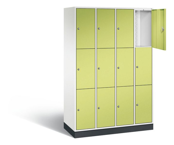 C+P Schließfachschrank Intro, H1950xB1220xT490mm, Farbe: Verkehrsweiß / Viridingrün, 8370-401 S10075
