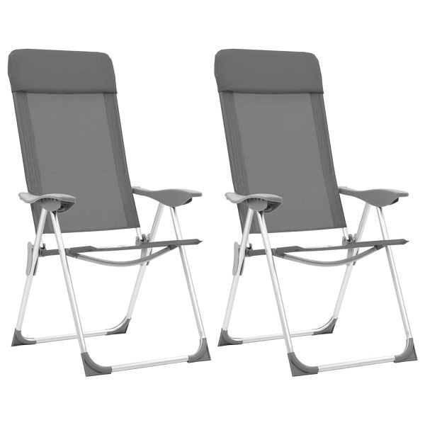 vidaXL Klappbare Campingstühle 2 Stück Grau Aluminium, 44304