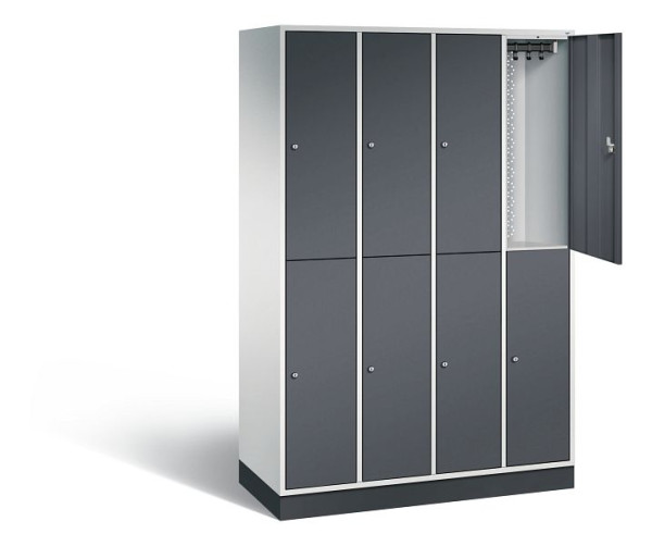 C+P Spind doppelstöckig Intro, H1950xB1220xT490mm, Farbe: Lichtgrau / Schwarzgrau, 8270-401 S10056