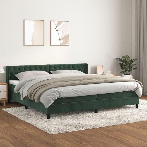 vidaXL Boxspringbett mit Matratze Dunkelgrün 200x200 cm Samt, 3131162