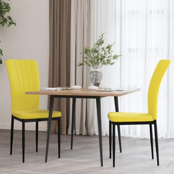 vidaXL Esszimmerstühle 2 Stk. Senfgelb Samt, schlicht, 326100