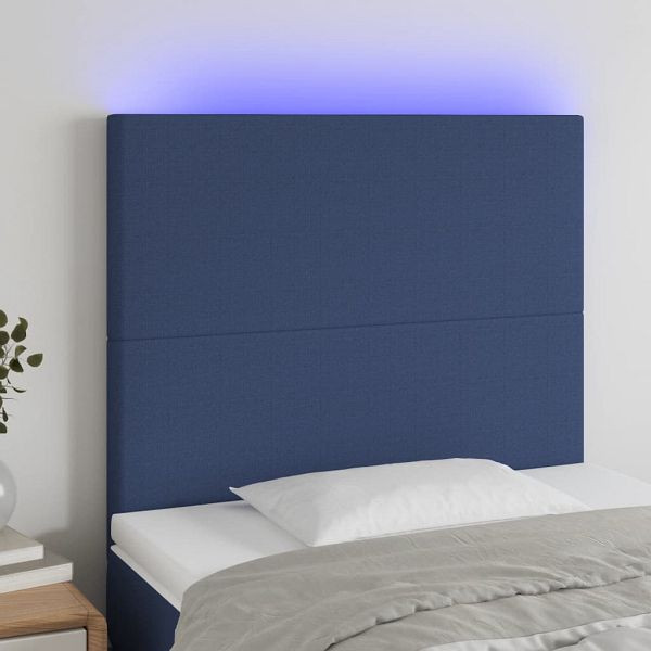 vidaXL LED Kopfteil Blau 90x5x118/128 cm Stoff, 3122132