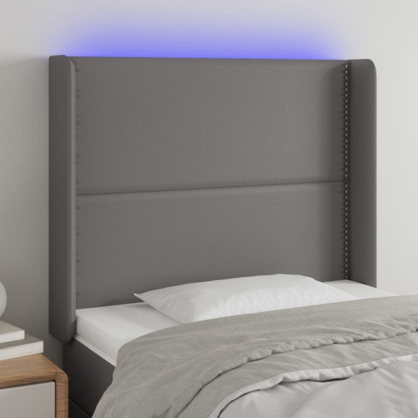 vidaXL LED Kopfteil Grau 103x16x118/128 cm Kunstleder, 3123996