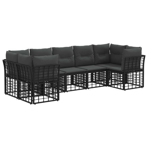 vidaXL Outdoor-Sofagarnitur 7-teilig Schwarz und Dunkelgrau Polyester, 3437547