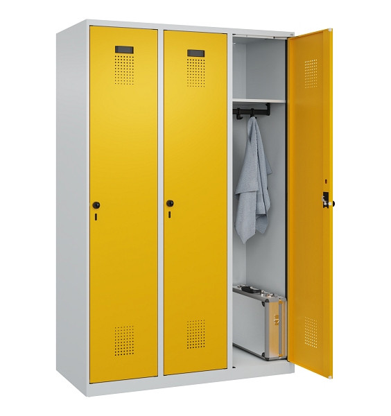 C+P Spind Evolo PLUS, 3 Abteile, 1850x1200x500mm, 7035/1004, Verschluss Drehriegel, Ablageböden 3, 049000-32 S10000