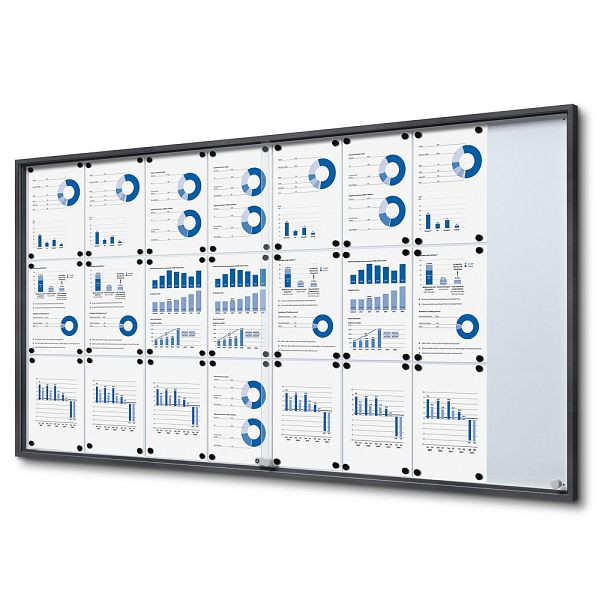 Showdown Displays Abschließbarer Schaukasten Innen mit Schiebetüren Slim 24 x A4 Anthrazit, SCSLG24xA4C7016JS