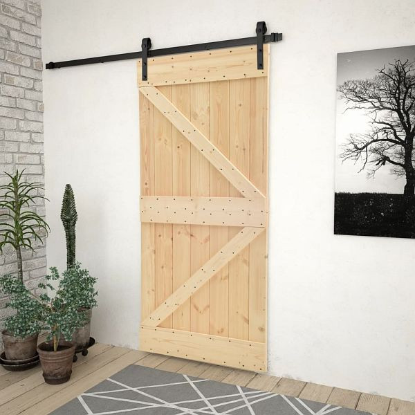 vidaXL Schiebetür mit Beschlag 80x210 cm Kiefer Massivholz, 3057491