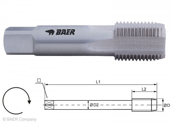 BAER HSSG Einschnittgewindebohrer Form D - PG 36 x 16, 320101008