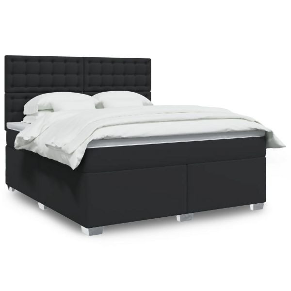 vidaXL Boxspringbett mit Matratze Schwarz 180x200 cm Kunstleder, 3293032