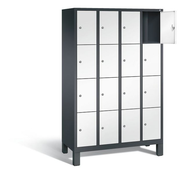 C+P Schließfachschrank Evolo, H1850xB1190xT500mm, Farbe: Schwarzgrau / Verkehrsweiß, 48010-404 S10129