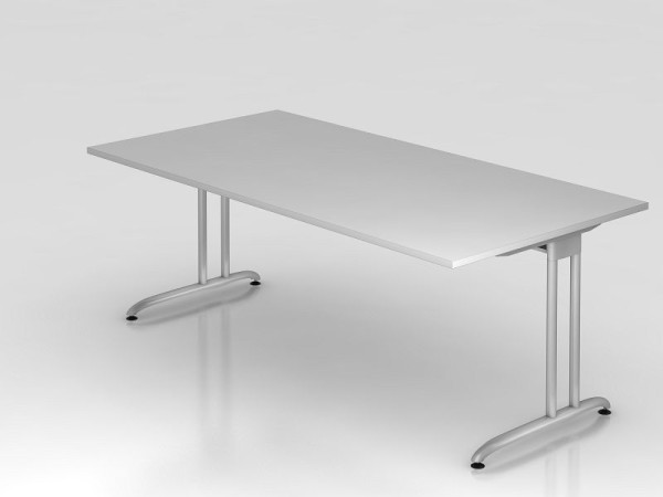 Hammerbacher Schreibtisch C-Fuß 200x100cm Grau, Arbeitshöhe 72 cm, VBS2E/5/S