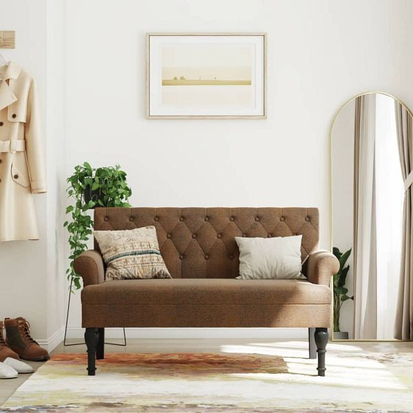 vidaXL Sitzbank mit Rückenlehne Braun 120x62x75,5 cm Wildleder-Optik, 372129