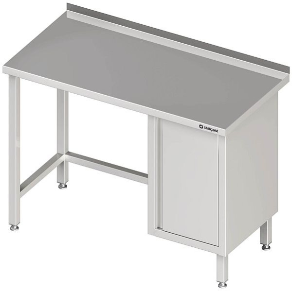 Stalgast Arbeitstisch ohne Grundboden, 1000x700x850 mm, mit Flügeltürschrank links, ohne Aufkantung, verschweißt, VAT10711L