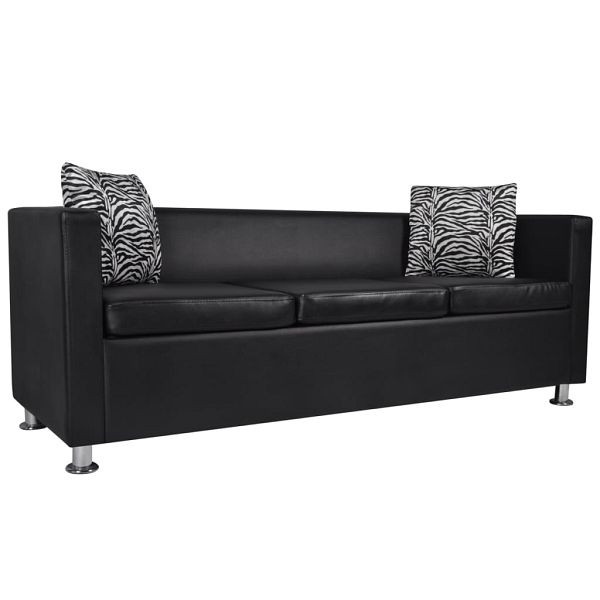 vidaXL 3-Sitzer-Sofa Kunstleder Schwarz, 242208