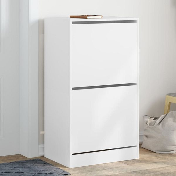 vidaXL Schuhschrank mit 2 Klappen Weiß 60x42x108 cm, 3214385