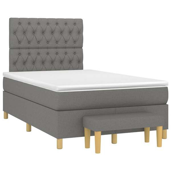 vidaXL Boxspringbett mit Matratze Dunkelgrau 120x190 cm Stoff, 3270426