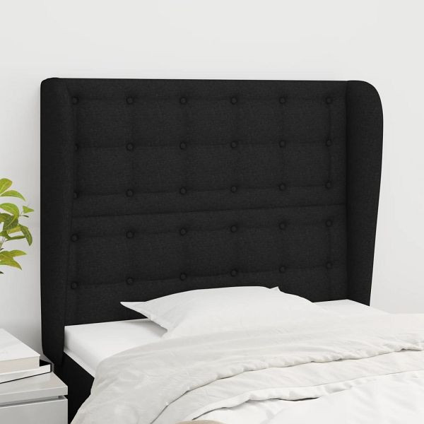vidaXL Kopfteil mit Ohren Schwarz 103x23x118/128 cm Stoff, 3118382