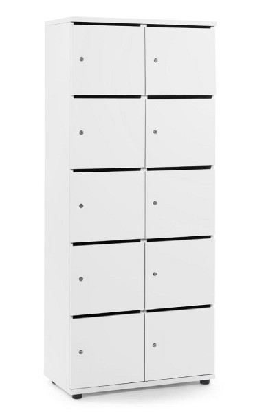 Deskin Schließfachschrank OFFICE-LINE mit 10 Fächern, Weiß, 800 x 420 x 1890 mm, mit Posteinwurf, 10 Abteile, Korpus: Weiß, 290105