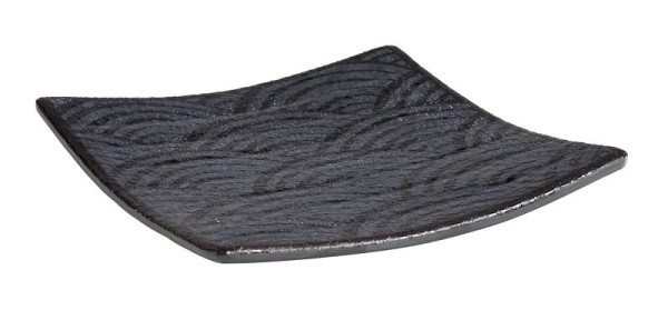 APS Tablett -DARK WAVE-, 14 x 14 cm, Höhe: 2 cm, Melamin, innen: Dekor, außen: schwarz, 84904