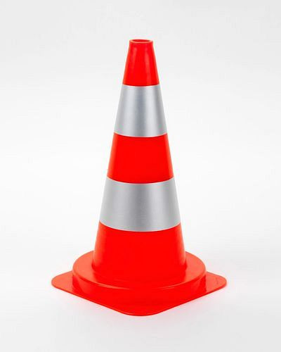 DENIOS Verkehrsleitkegel aus PVC, mit 2 silbernen Ringen, reflektierend, 500 mm hoch, 116544