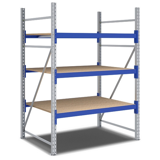 BITO Weitspannregal Set /F2 2000x1100x1350 Grundfeld 3 Ebenen Spanplatte RAL5010 U, C0350-0018