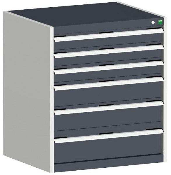 bott cubio Schubladenschrank bestückt mit 6 Schubladen BxTxH: 800 x 650 x 900 mm, RAL 7035/7016, 40020120.19V