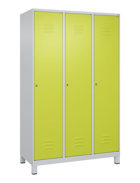 C+P Umkleidespind Classic PLUS, Füße, 3 Abteile, 1950x1200x500mm, 7035/0024, Zylinderschlösser, 080010-32 S10025