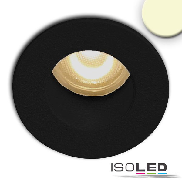 ISOLED LED Einbauleuchte MiniAMP schwarz, 1W, 24V DC, warmweiß, rückversetzt, dimmbar, 114484