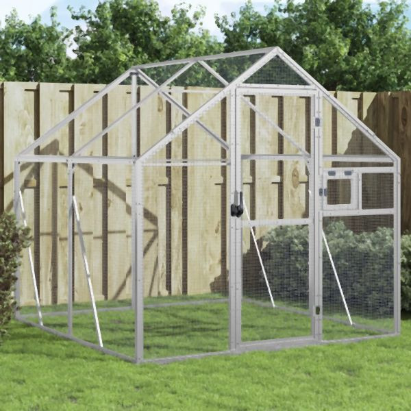 vidaXL Voliere Silbern 1,79x2x1,85 m Aluminium, 3155795