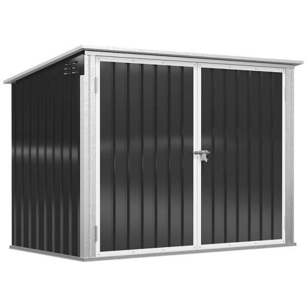 Outsunny Mülltonnenbox Müllbox Storer abschließbar Gerätebox für 2 Mülltonnen Stahl 178,5 x 104,5 x 128,5/113 cm Schwarz, 845-436CG