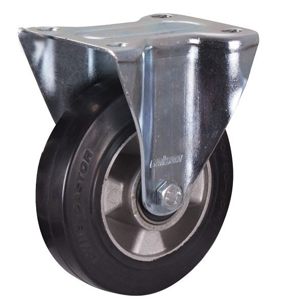 VARIOfit Bockrolle Elastikvollgummi, 160 x 50 mm, schwarz, auf Aluminiumdruckgussfelge, bpg-160.007