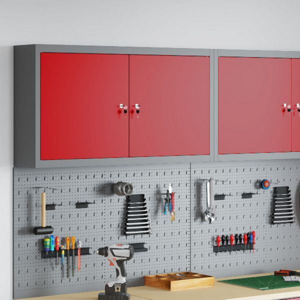vidaXL Werkzeugschrank Wandmontage Rot 100x20x55 cm Stahl, 4103472