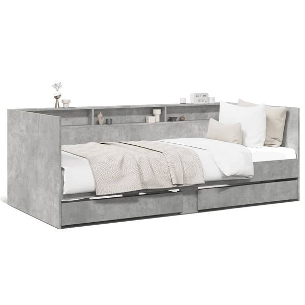 vidaXL Tagesbett mit Schubladen Betongrau 100x200 cm Holzwerkstoff, 3280842