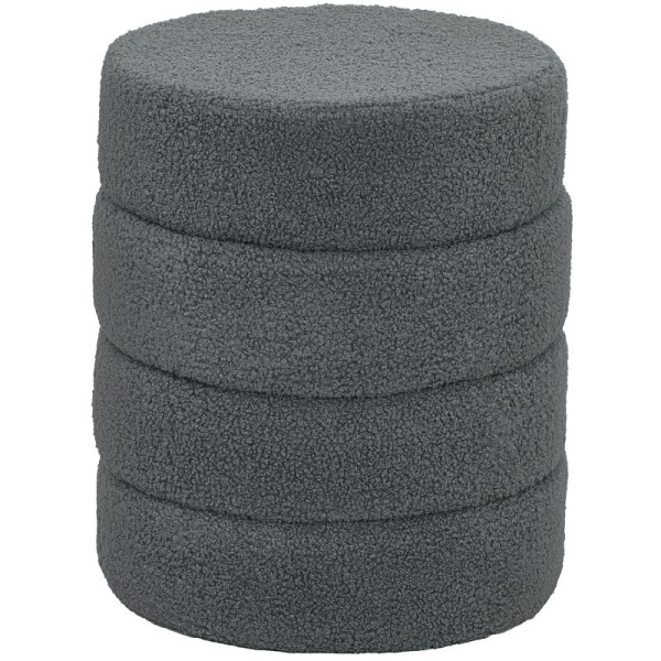 HOMCOM Hocker, rund, Teddyfleece, bis 120kg, Ø 40 x 45 cm, Dunkelgrau, 838-460V00CG