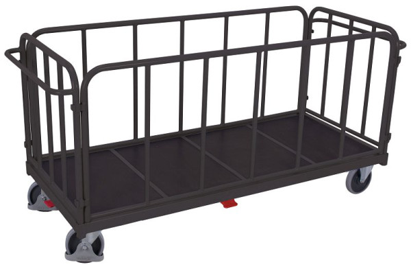 VARIOfit Vierwandwagen mit senkrechten Streben, Ladefläche: 2.005 x 810 mm, RAL 7016 anthrazitgrau, Radsatz: Bereifung aus Gummi, sw-2014/AG
