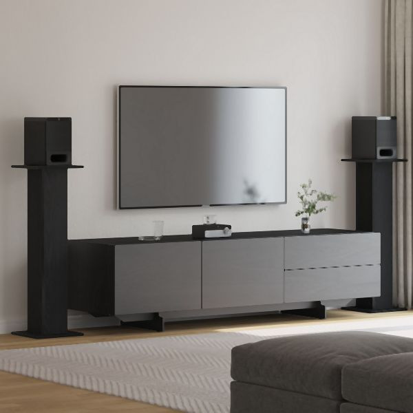 vidaXL Lautsprecherständer 2er-Set Schwarz Eichenholz 30x30x95 cm Holzwerkstoff, 868057