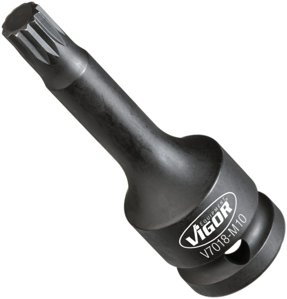 VIGOR Schlagschrauber Schraubendreher-Einsatz, Vierkant hohl 12,5 mm (1/2 Zoll), Innen Vielzahn Profil XZN, M10, V7018-M10