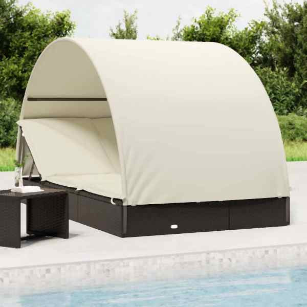 vidaXL Sonnenliege für 2 Personen mit Runddach Schwarz 211x112x140 cm, 319654